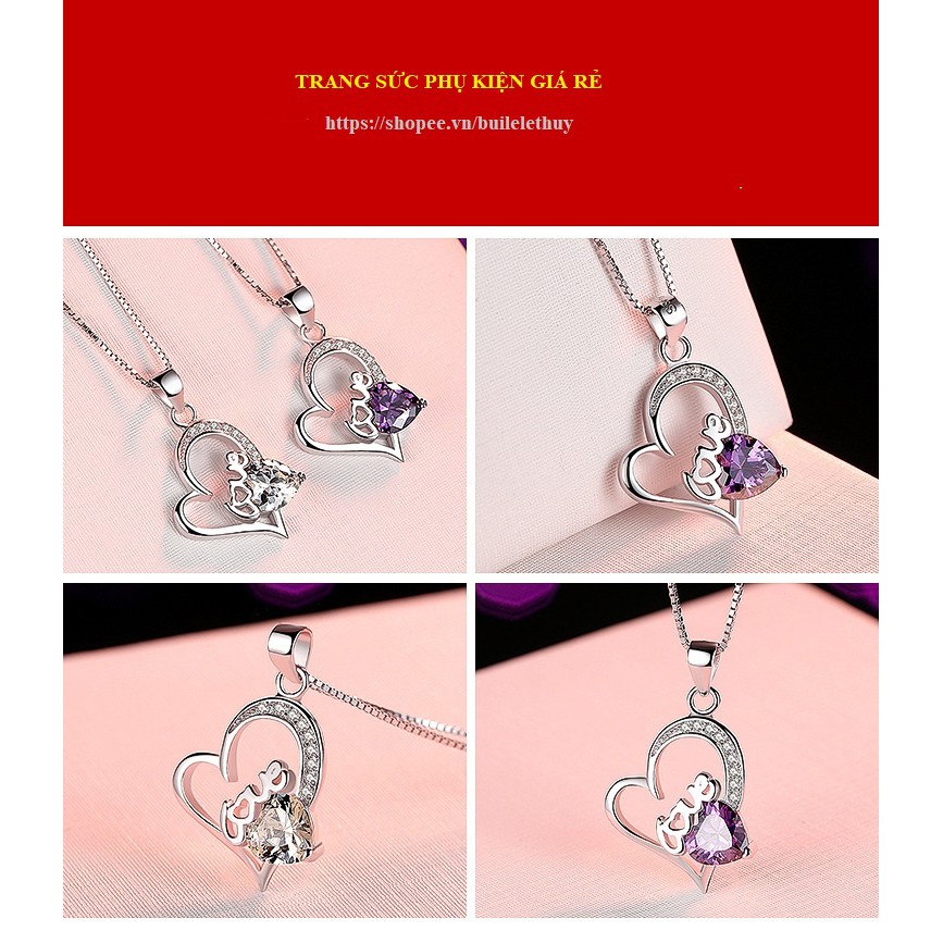 FREESHIP 99K TOÀN QUỐC_Vòng cổ mặt hình trái tim chữ Love, cực xinh, xi bạc ý 925, sale giá rẻ