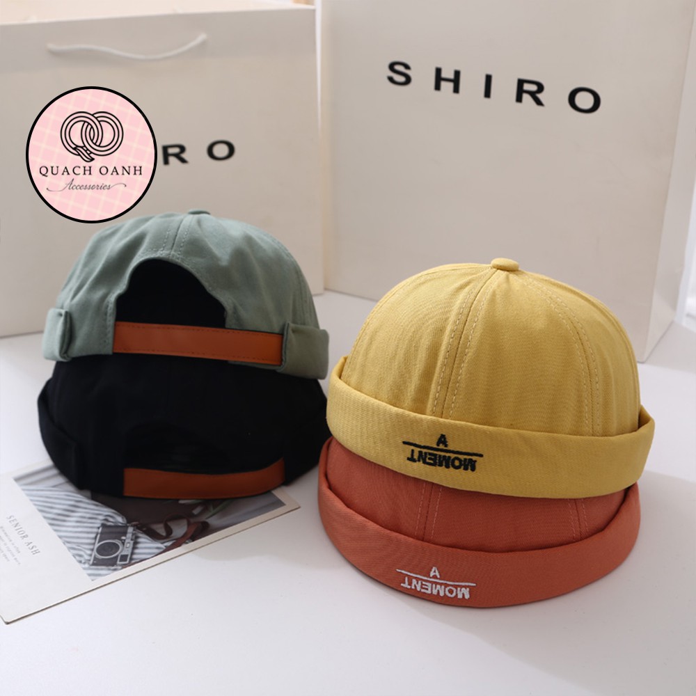 Mũ quả dưa địa chủ beanie không vành chữ A Moment - MU62