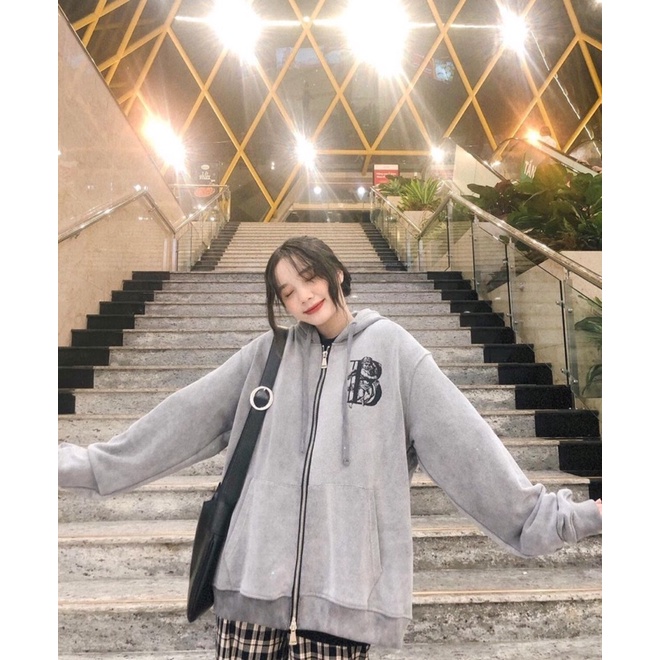 [VIDEO ẢNH THẬT]Áo Khoác Loang Chữ B Unisex Nam Nữ Form Rộng Phong Cách Ulzzang Chất Nỉ Ngoại