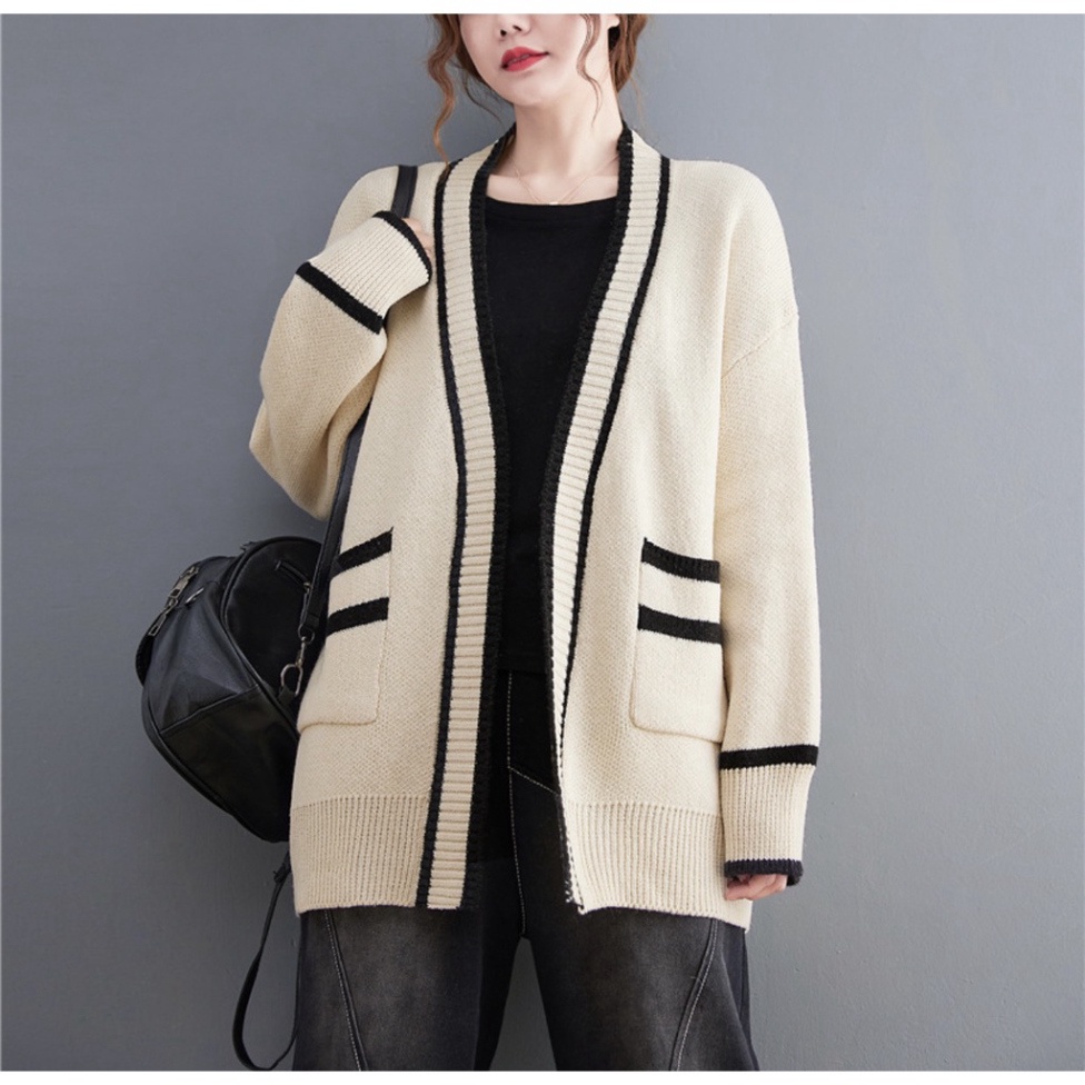 Áo len nữ cadigan dày phối viền sang chảnh hàng quảng châu cao cấp A525 Noiyxanh nội y xanh chất len quảng châu