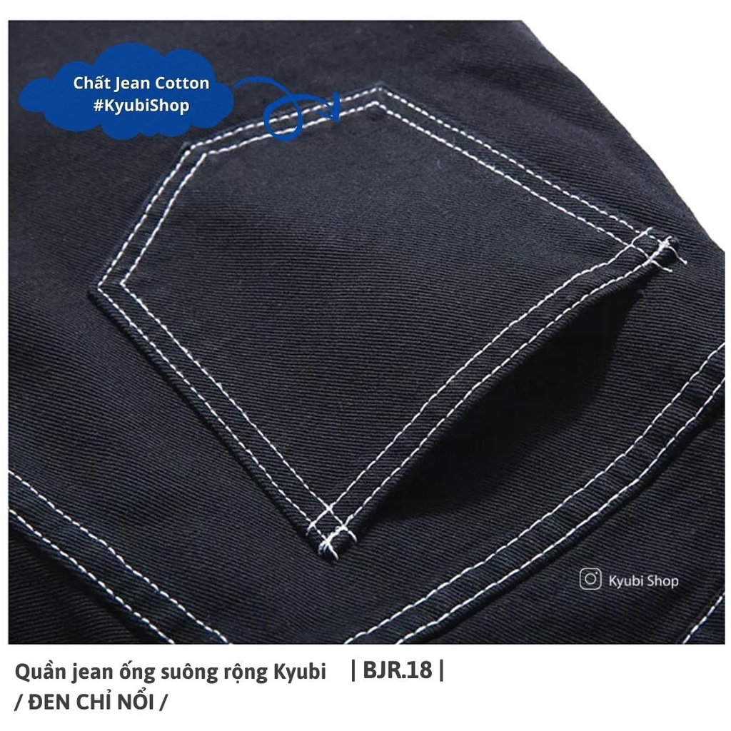 Quần jean nữ suông rộng cạp cao ulzzang  chỉ nổi  - quần jean ống rộng Hàn Quốc MÂY2