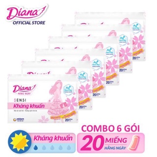 Combo 6 gói bvs Diana Hàng ngày kháng khuẩn 20