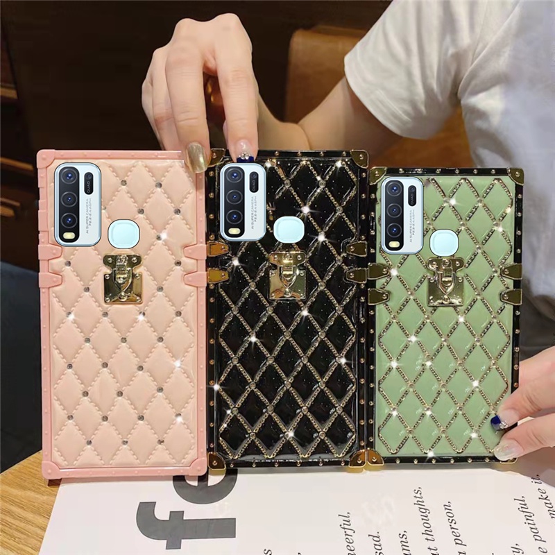 Ốp Điện Thoại Vuông Mềm Trang Trí Kim Tuyến Cho Oppo A55 A53 A33 A15 A15s A16 A9 2020 F9 A5s A12
