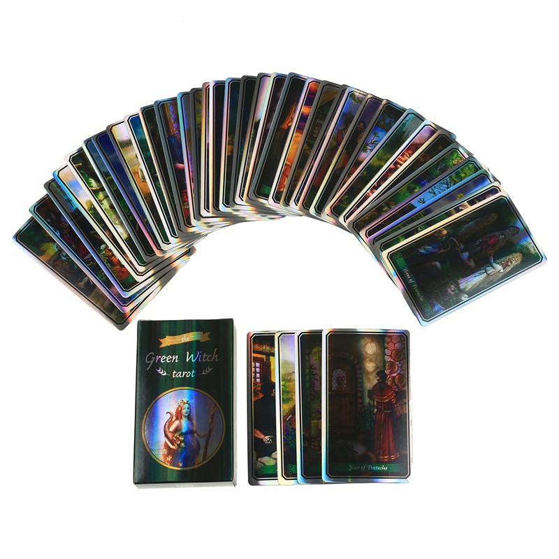 Bộ bài Green Witch Tarot D2  lá óng ánh