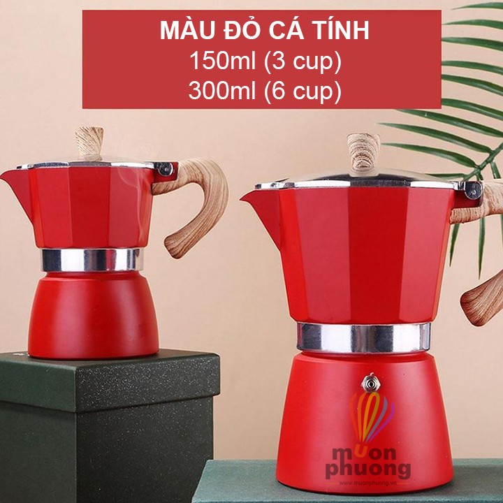 [FRSHIP20K] Bình pha cafe moka tay cầm gỗ kiểu dáng cổ điển châu Âu- MUÔN PHƯƠNG SHOP