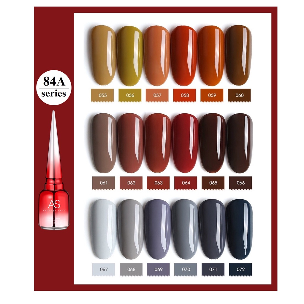 Sơn gel AS móng tay tone xanh lá cây da trời cô ban và tím các mã chai đỏ 15ml (84A)