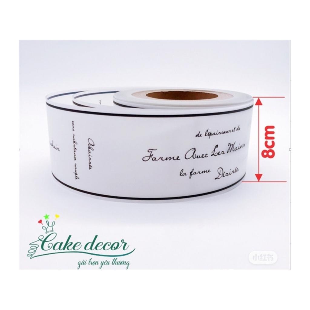 Cuộn Mica Lót Thành Bánh Họa Tiết Trang Trí Loại 8cm Dài 60m