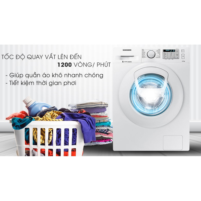 Máy giặt Samsung AddWash Inverter 8 kg WW80K5233YW/SV (Hàng trưng bày)