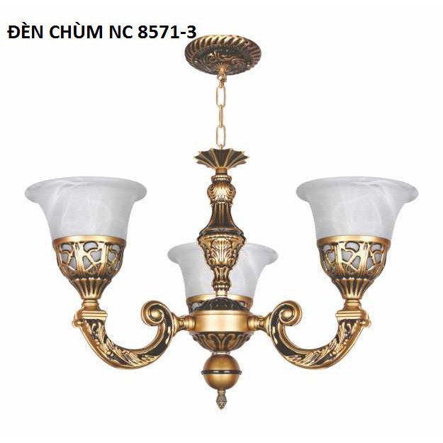 Đèn Chùm Xi Đồng Cổ Điển 8571.3 TẶNG BÓNG LED