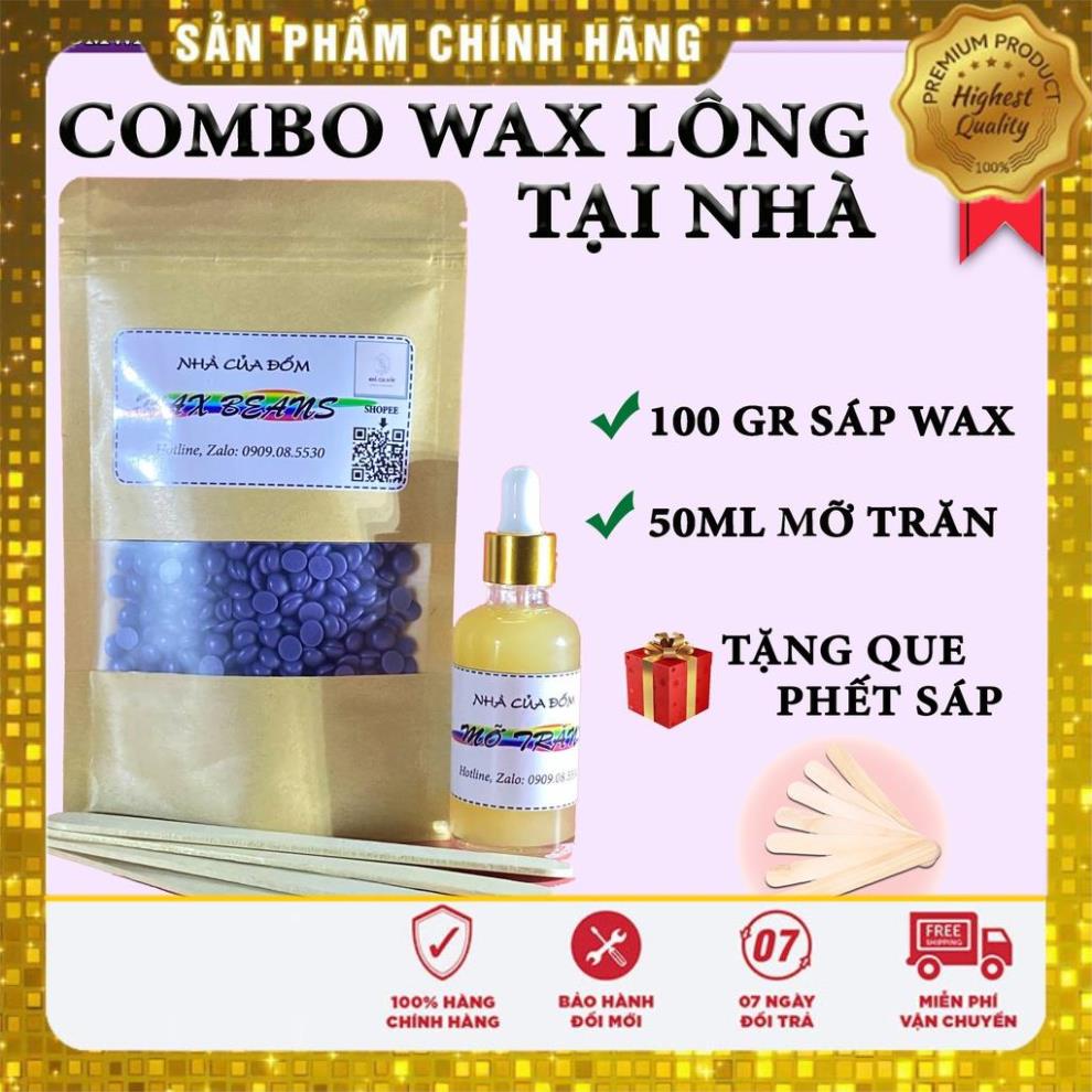 [RẺ VÔ ĐỊCH] Combo Sáp wax lông nóng wax bean + 50ml mỡ trăn tặng que gỗ