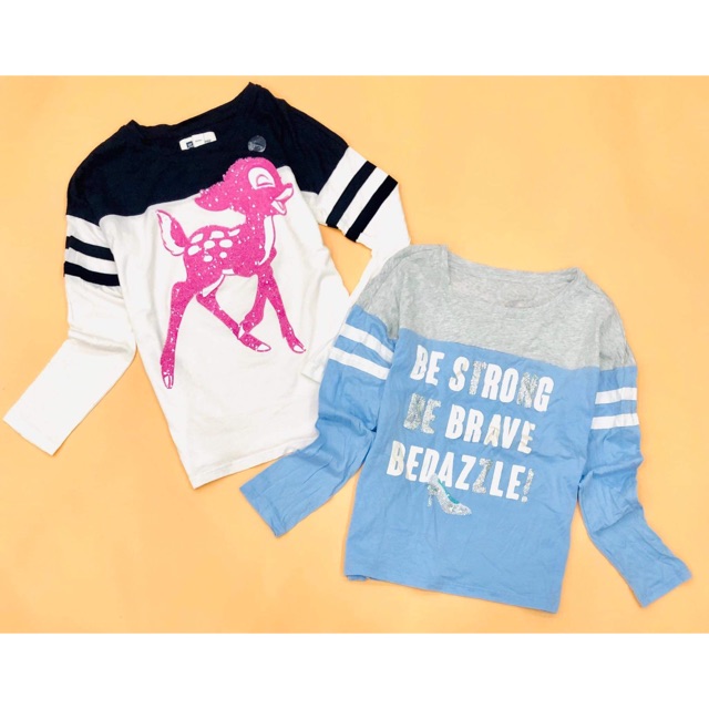 Áo thun dài tay bé gái Gap Kids kết kim sa