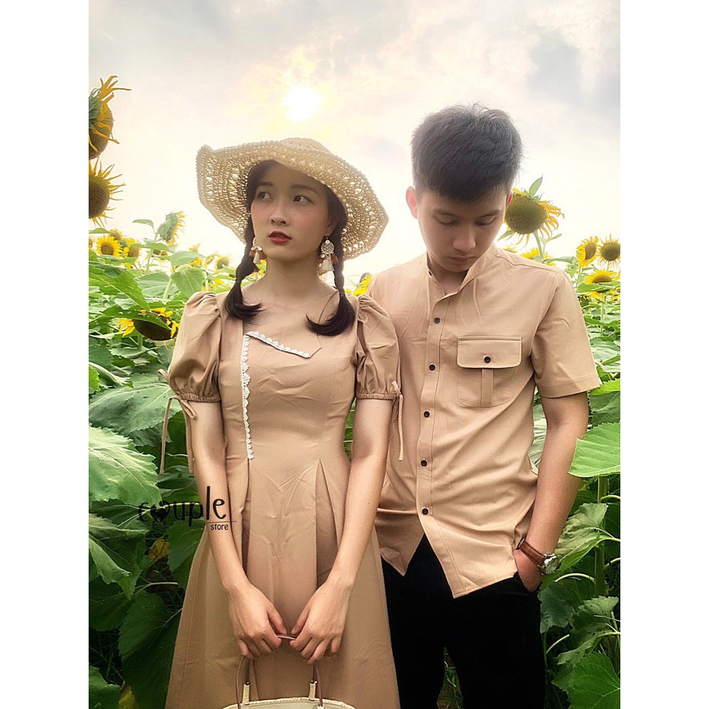 set cặp váy áo sơ mi tình nhân, set tình yêu giá 1 cặp