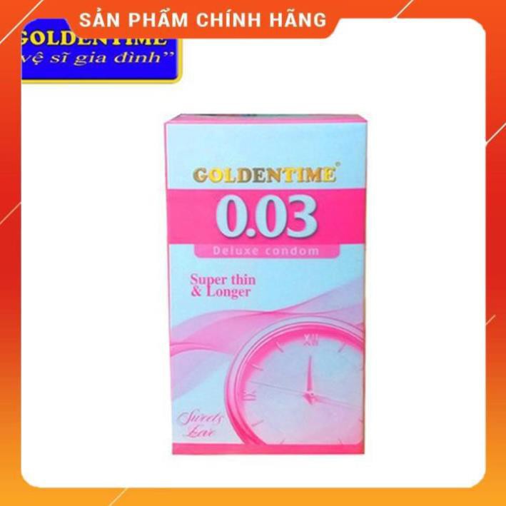 Bao Cao Su Goldentime Longer 3 in 1 (Hộp 12 Cái) Tăng khoái cảm, Kéo dài thời gian, Hàng Chính Hãng 100% /áo mưa