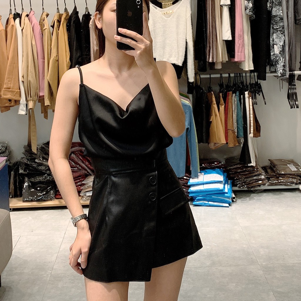 [FASHIONRUN19 - FASHIONHOT19] Áo hai dây nữ, cổ đổ, áo 2 dây có thể điều chỉnh, chất lụa dày đẹp, màu đen, be Me's Diary | BigBuy360 - bigbuy360.vn