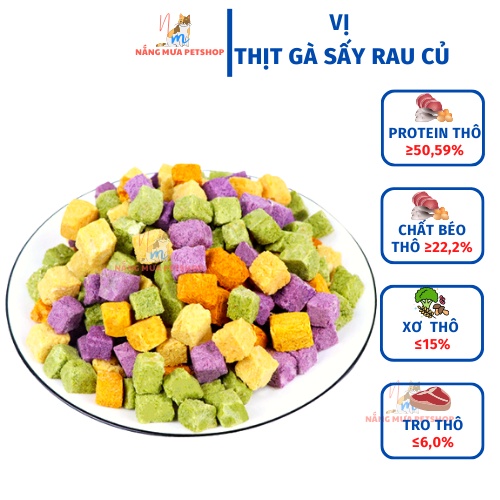 Gà sấy khô cho mèo, ức gà rau củ cho chó mèo, thức ăn bổ sung tối đa chất sơ cho thú cưng