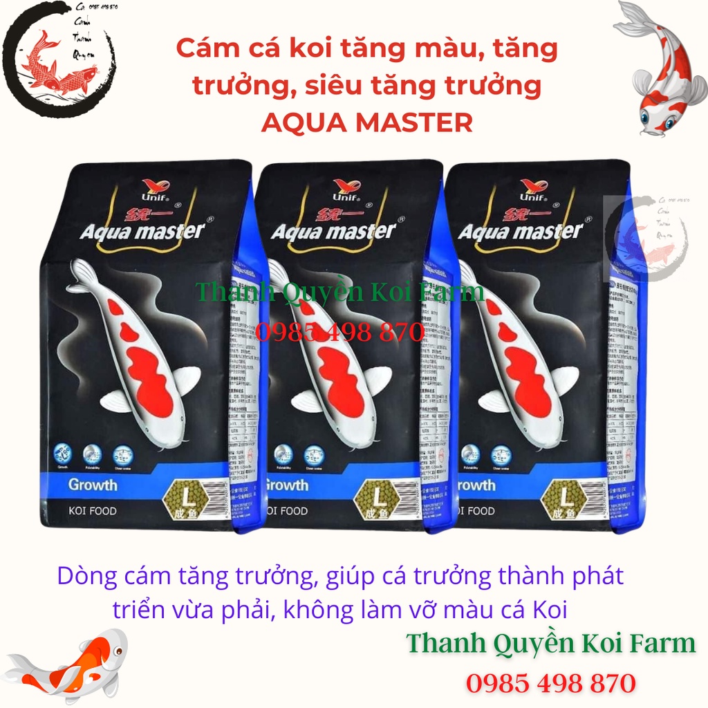 Cám Cá Koi Thức Ăn Cá Koi AQUAMASTER COLOR, GROWTH, Hi - GROWTH gói lẻ 1kg và 0,5kg