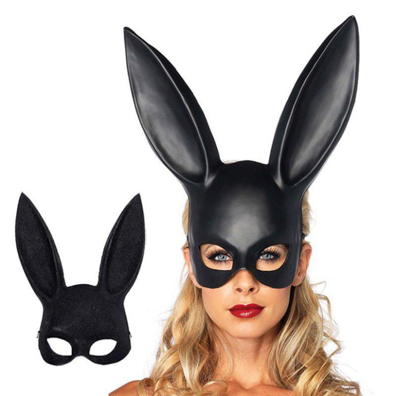 Mặt Nạ Cosplay Sexy Thỏ Tai Dài Màu Đen Halloween Hóa Trang Có Dây Đeo Quanh Đầu