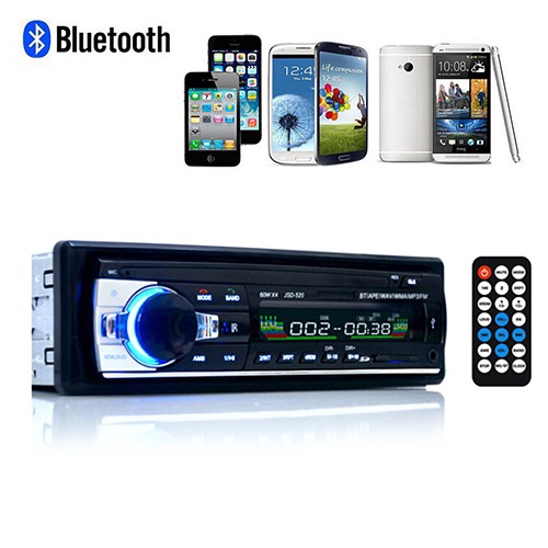 Đầu phát nhạc MP3 FM Radio 12V bluetooth V2.0 JSD520 12 chân 1 din dành cho xe hơi