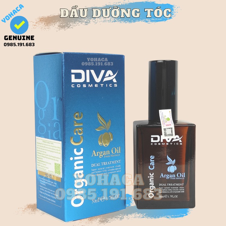 Tinh dầu dưỡng tóc Diva Argan phục hồi 50ml mẫu mới màu xanh