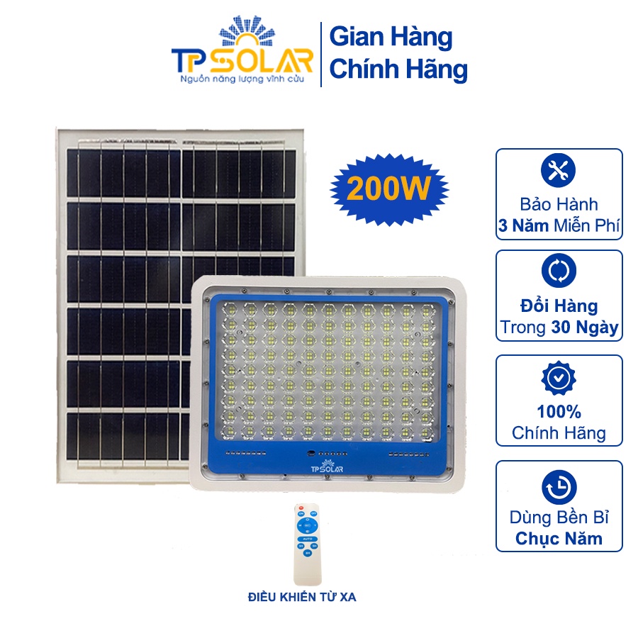 Đèn Pha Led Kim Cương, Đèn Năng Lượng Mặt Trời TPSolar TP-G200 Công Suất 200W Pin Chống Chai, Chống Nước IP67