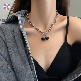 Vòng cổ Mặt Hình Quả Anh Đào Màu Đen Phong Cách Retro Thời Trang Cho Nữ