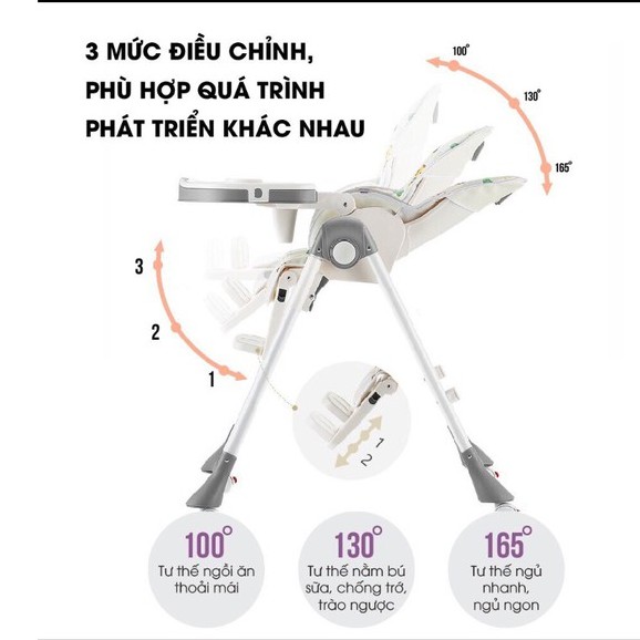 Ghế ăn dặm đa năng cho bé Mastela 1015 có 7 mức nâng hạ độ cao, 3 chế độ ngả, dùng cho bé từ 4 tháng - 5 tuổi