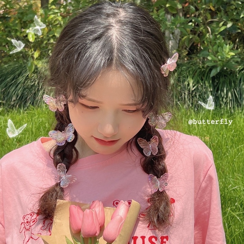 Kẹp Tóc Hình Bướm Nhỏ Trong Suốt Dễ Thương Phong Cách Hàn Quốc