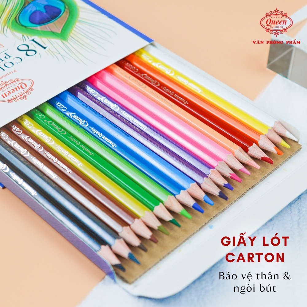 Bút chì màu Queen  - 12/18/24 Màu - CP-H12/CP-H18/CP-H24 - Chính Hãng