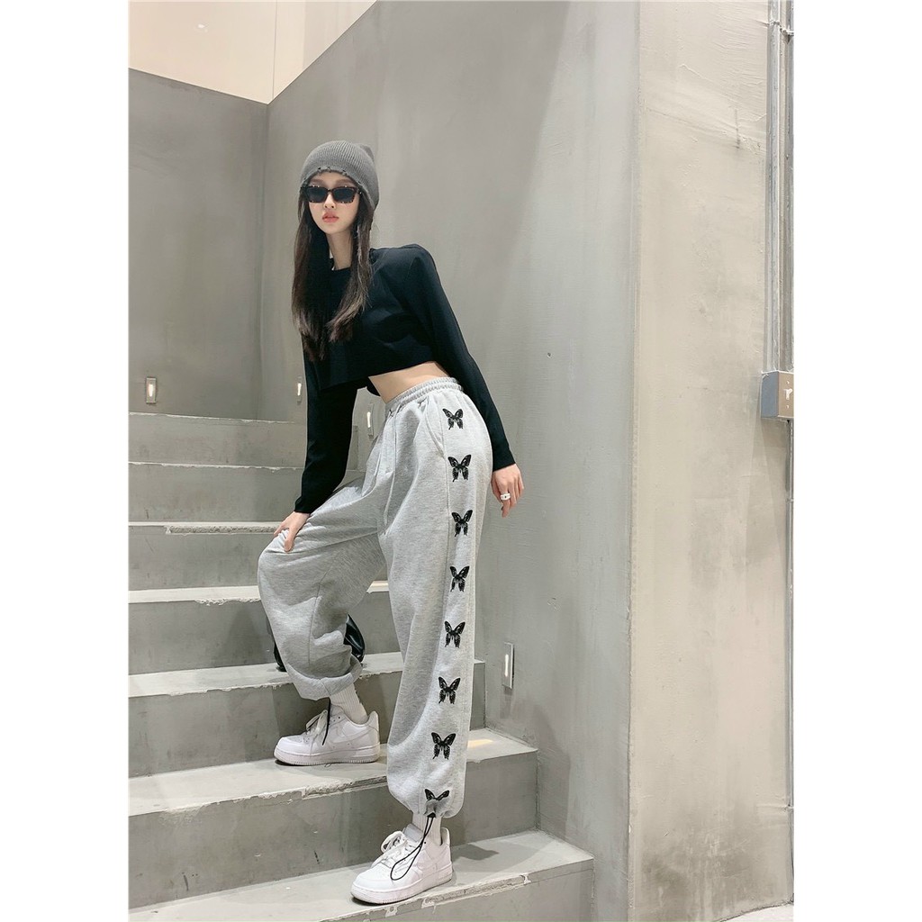 Quần Jogger Nữ Nam Unisex ⚡️XẢ HÀNG⚡️ Quan Dài Ống Rộng Có Bo Rút Dây In Hình mặc 2 kiểu vải đẹp ảnh thật