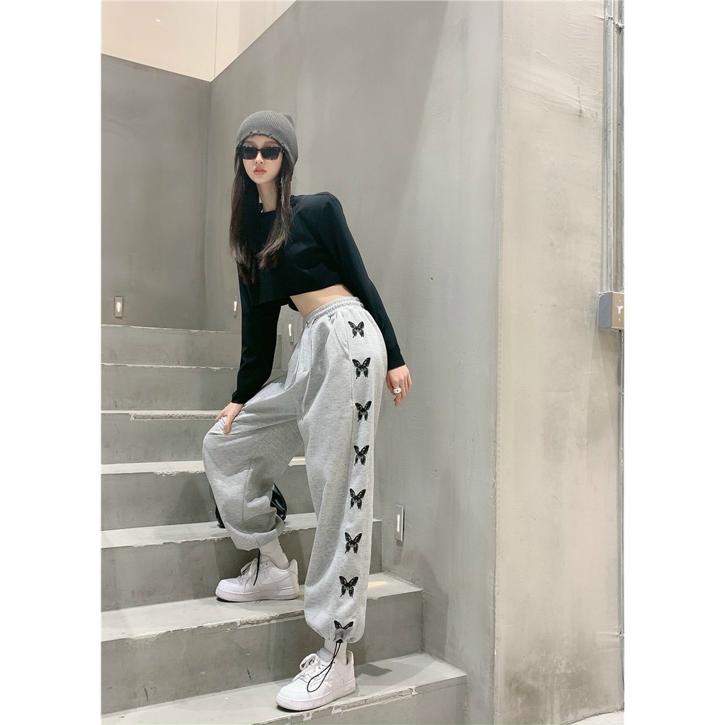 Quần Jogger Nữ- nam- Unisex Dài Ống Rộng Có Bo Rút Dây In Hình  Ulzzang/Quần Jogger Nữ Dài Ống Rộng Có Bo 2 màu  Ulzzang