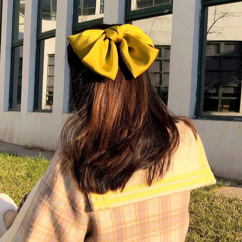 Kẹp Tóc Nơ Chất Liệu Vải Satin Phong Cách Hàn Quốc Thanh Lịch