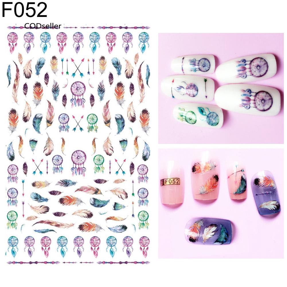 [ Lẻ ] Sticker dán móng tay hình lông vũ xinh xắn các mã F051, F052, F053, F054, F56, F057