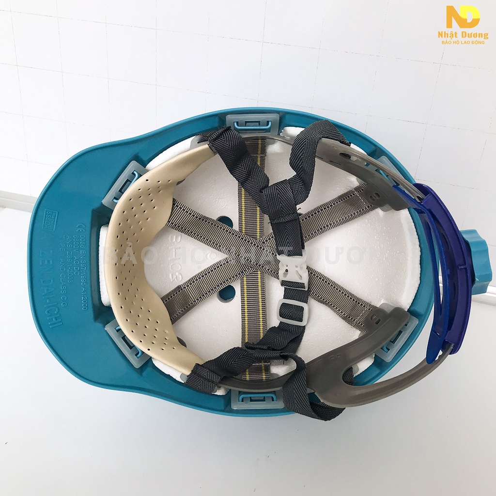 Mũ bảo hộ lao động khóa vặn màu xanh biển HPS4 có lót xốp chống nóng, Nón bảo hộ lao động Nhật Dương