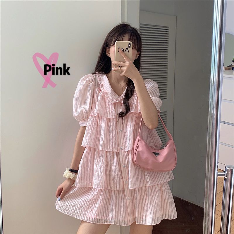 Đầm tiểu thư cổ sen nhiều tầng dáng xoè