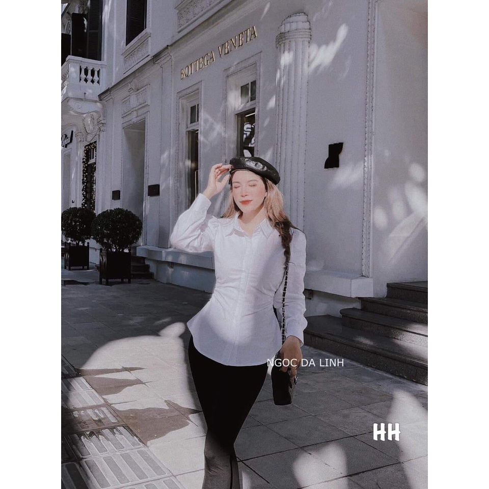 [ảnh thật-sẵn] Sơ mi trắng mẫu mới rúm eo