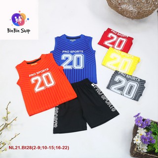Đồ bộ thun lạnh sát nách cho bé nam BinBinShop chất liệu 100% Cotton thoáng mát, form chuẩn cho bé từ 25-60kg