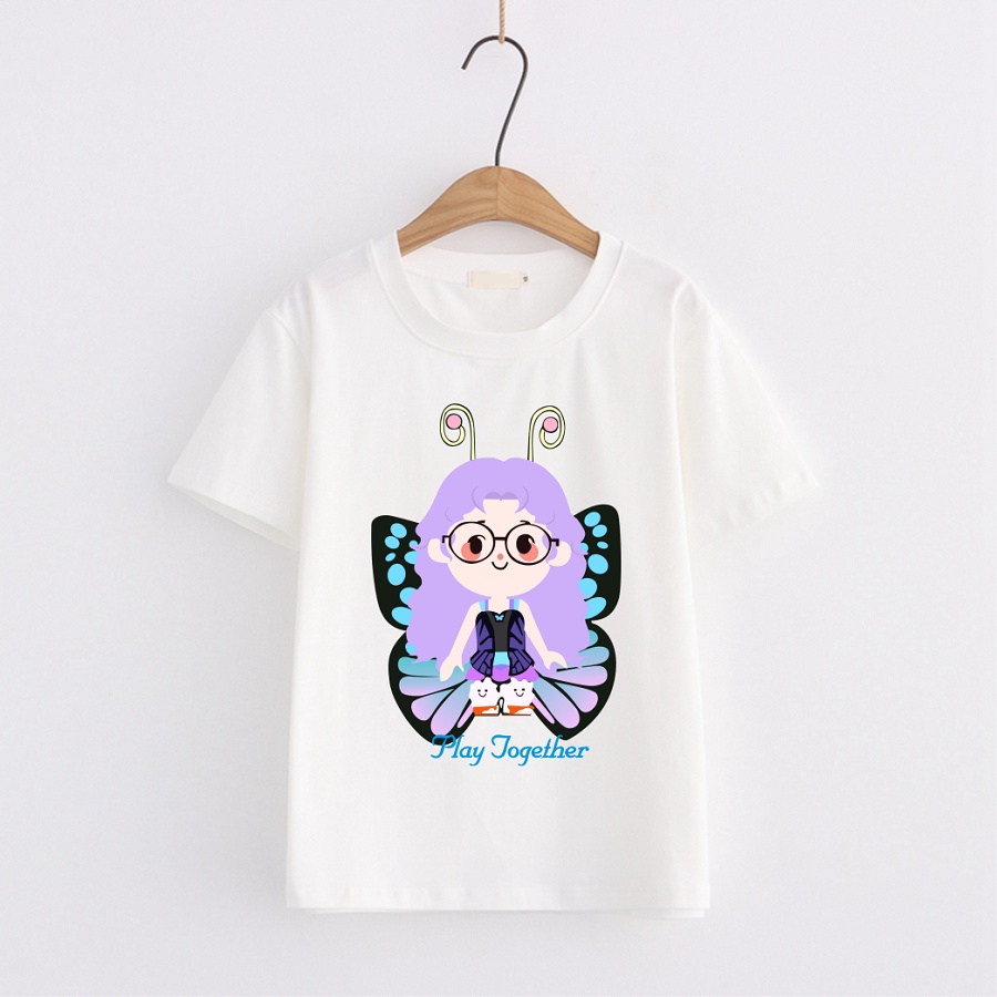 Áo thun cho bé in hình Play Together màu trắng đủ size cho bé trai bé gái