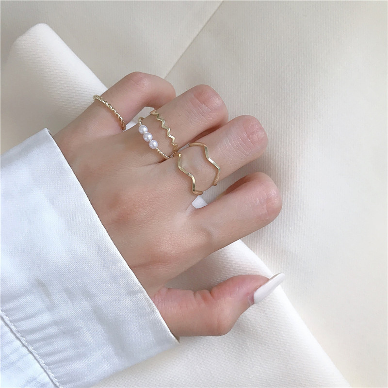 Set 5 Nhẫn Đính Ngọc Trai Giả Thời Trang Cho Nữ