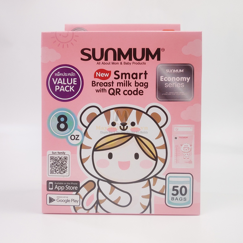 Túi trữ sữa SunMum Thái lan - thể tích 100ml - 150ml - 250ml - mẫu mới màu hồng