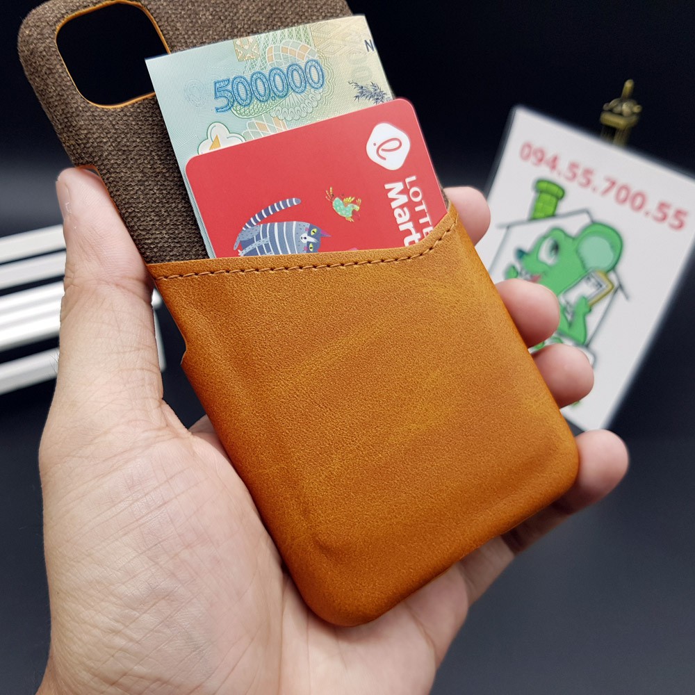 [Cao Cấp] Ốp Lưng Google Pixel 4A Vải Fabric Phối Da Nhét Tiền Thẻ ATM