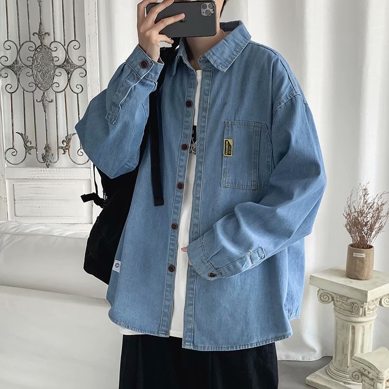 Áo khoác sơ mi jean phong cách Hàn Quốc trẻ trung thời trang dành cho nam