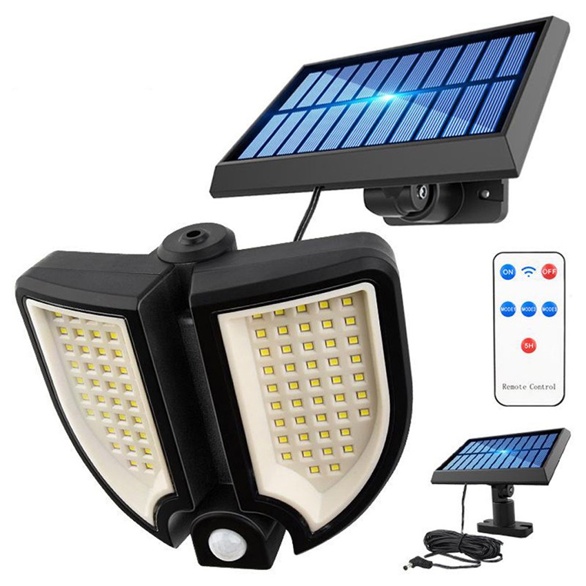 Đèn năng lượng mặt trời solar light mini giá rẻ có điều khiển dùng trong nhà và sân vườn 25w, cảm biến chuyển động YT90