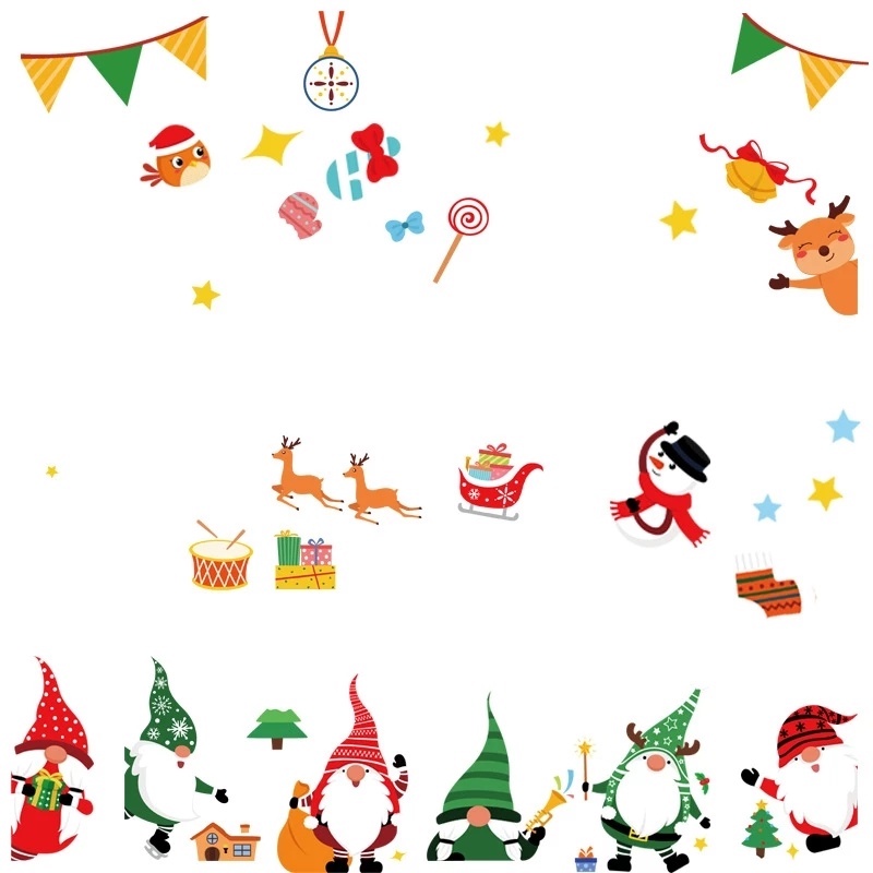 Miếng Dán Trang Trí Cửa Kính Bằng Pvc Tự Dính Hình Ông Già Noel 6 Kiểu 20x30cm