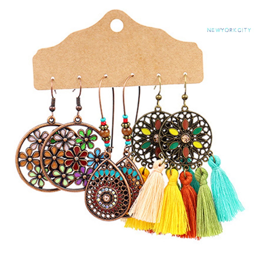 Set 3 Đôi Khuyên Tai Hợp Kim Phong Cách Bohemian Thời Trang Cho Nữ
