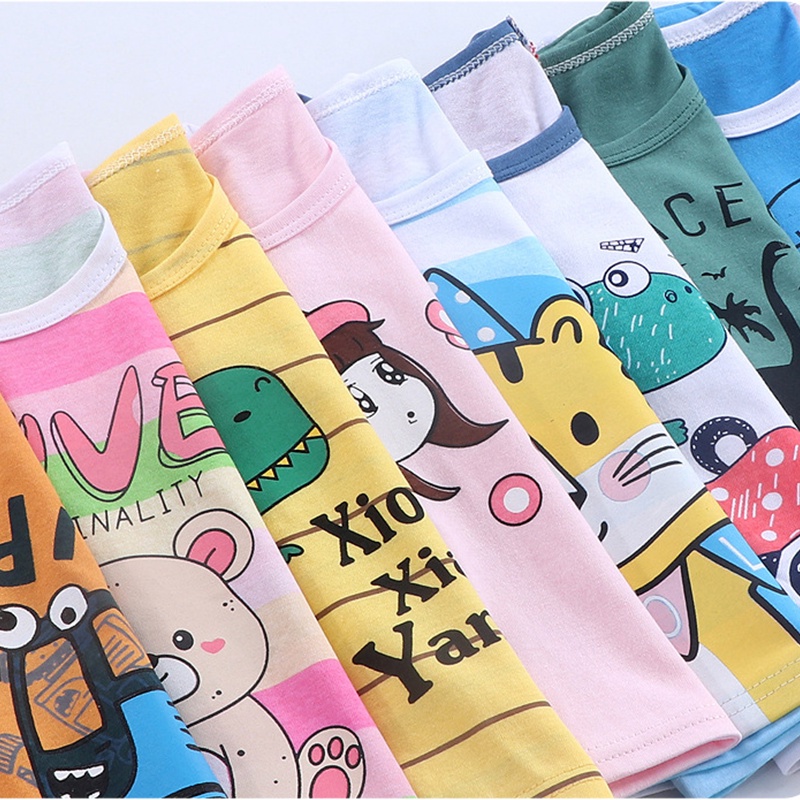 Áo Thun Cotton Ngắn Tay In Họa Tiết Hoạt Hình Thời Trang Cho Bé Trai Gái 218