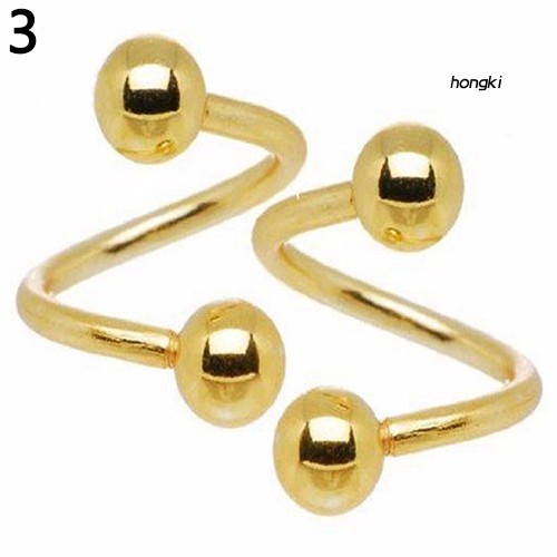 Bộ 2 Khuyên Mũi Hình Xoắn Ốc Bằng Thép Không Gỉ