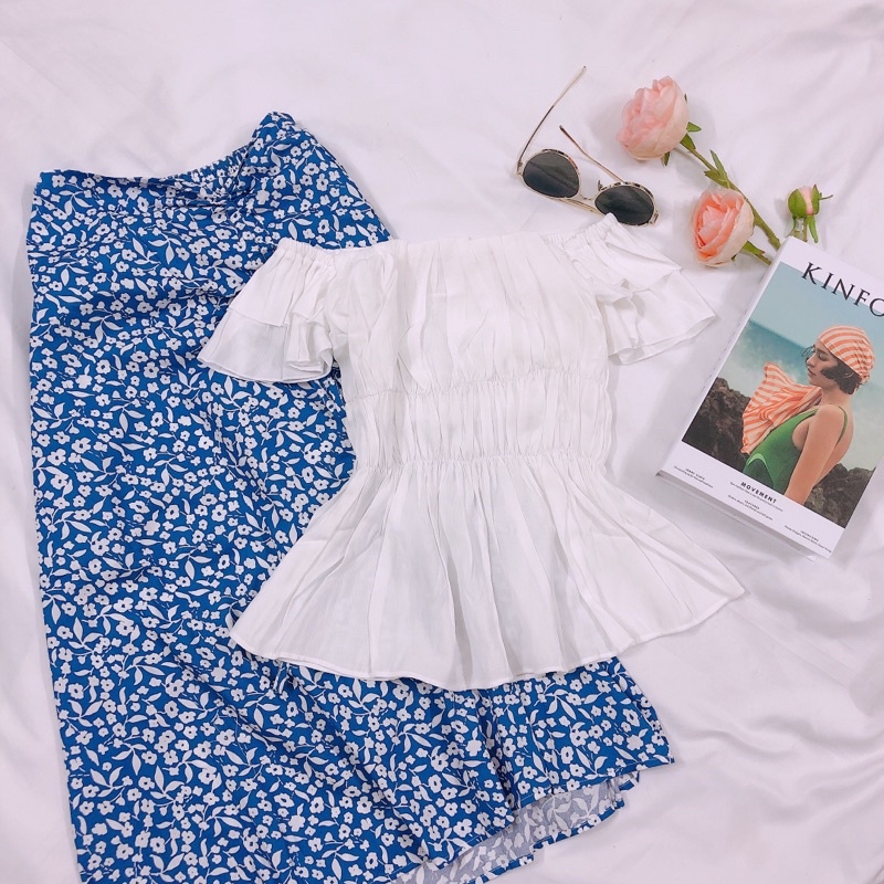Áo Nữ Dáng Peplum Mặc Bẹt Vai Và Cổ Vuông - Eo Có Thun Ôm Dáng - Jancaroshop