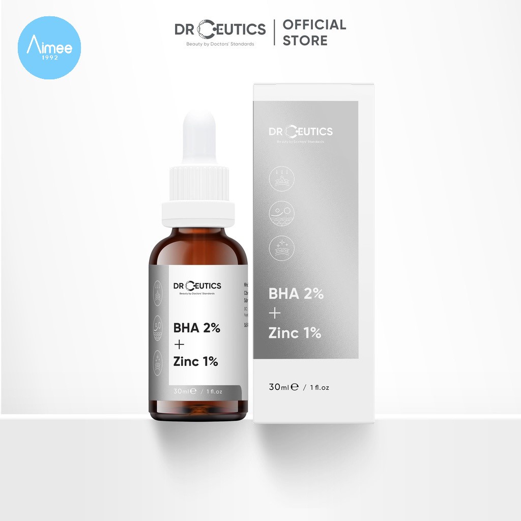 Serum BHA 2% + ZinC 1% DrCeutics Giảm Mụn Và Giảm Sưng Mụn 30ml [Aimee1992]