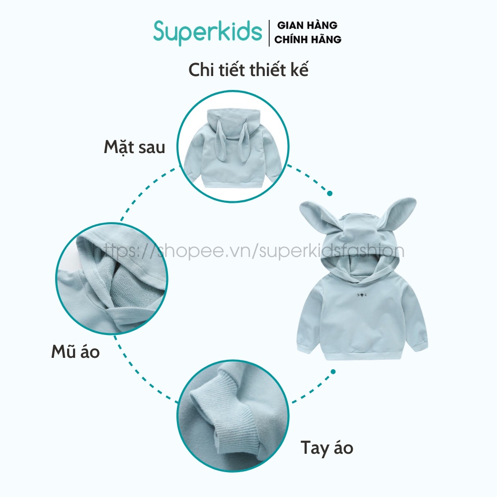 Áo nỉ hoodie tai mèo dễ thương cho bé 8-18kg QATE732