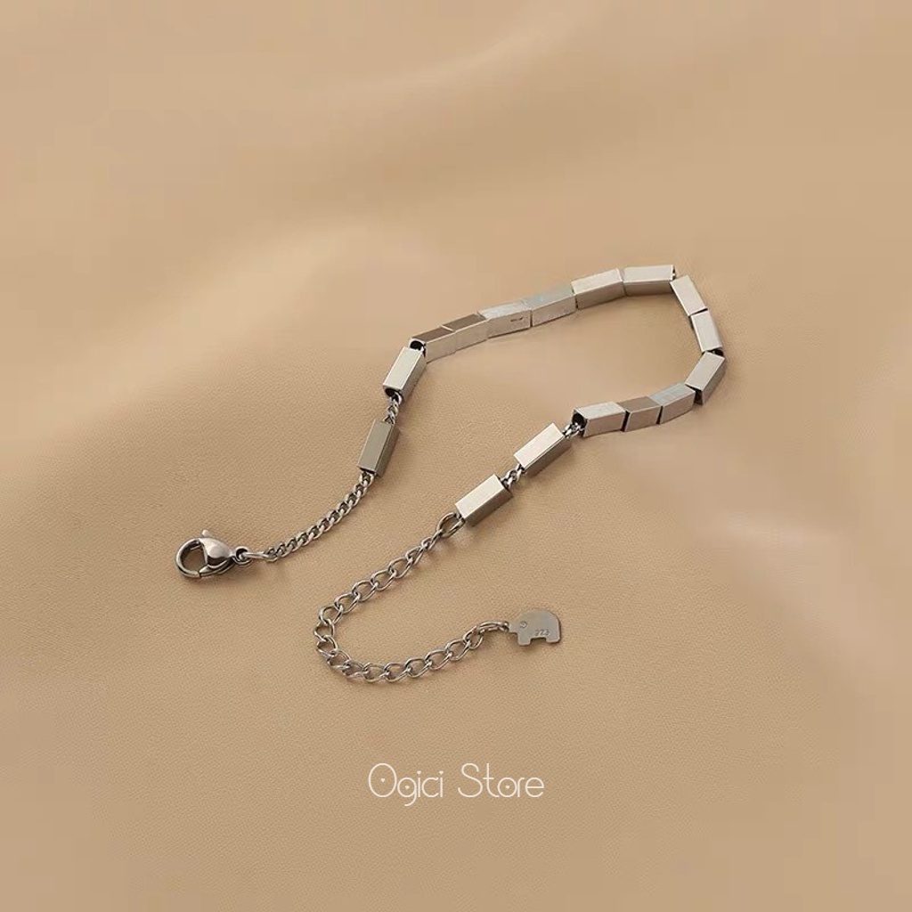 Vòng tay nữ thời trang, Lắc tay chuỗi hộp vuông phong cách nhẹ nhàng sang trọng, Cá tính, Unisex